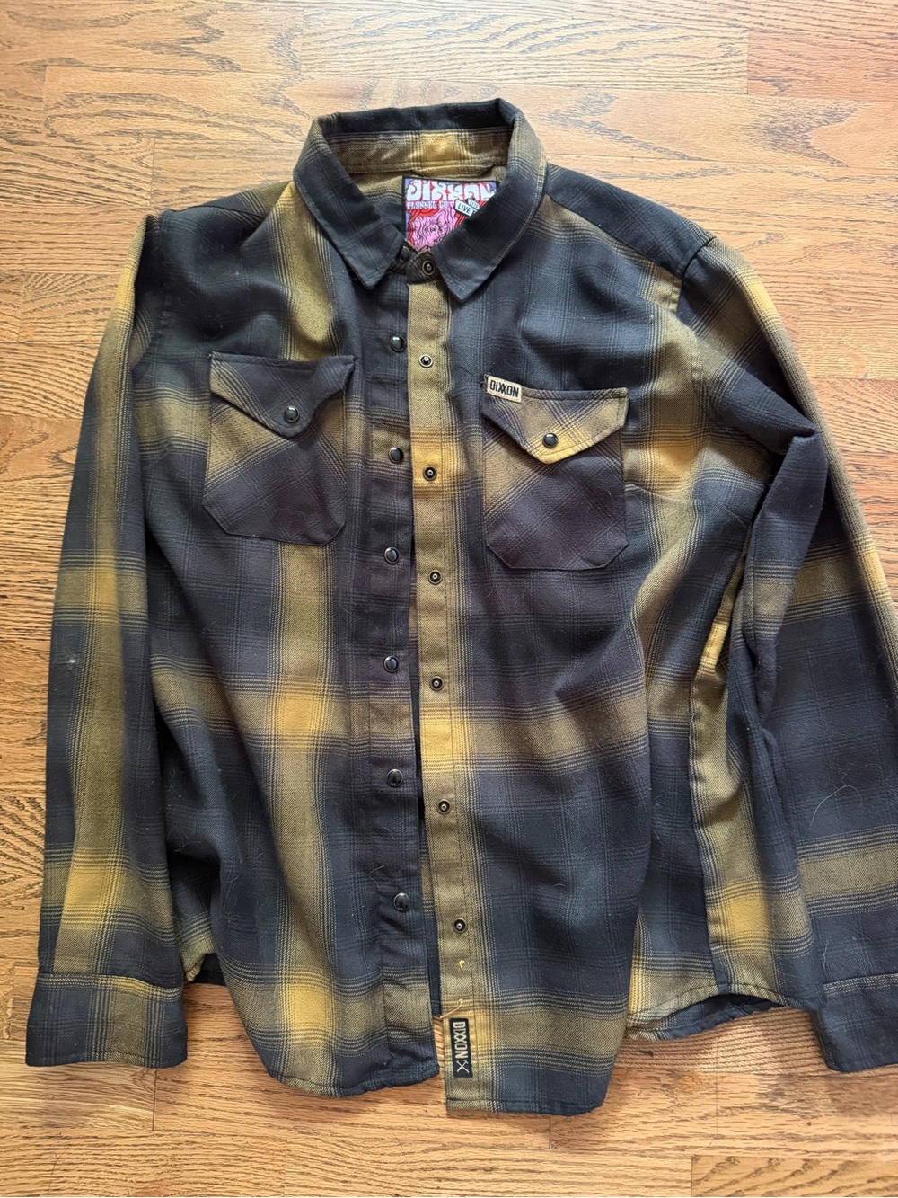 DIXXON Black and Yellow Plaid Button-Down Shirt